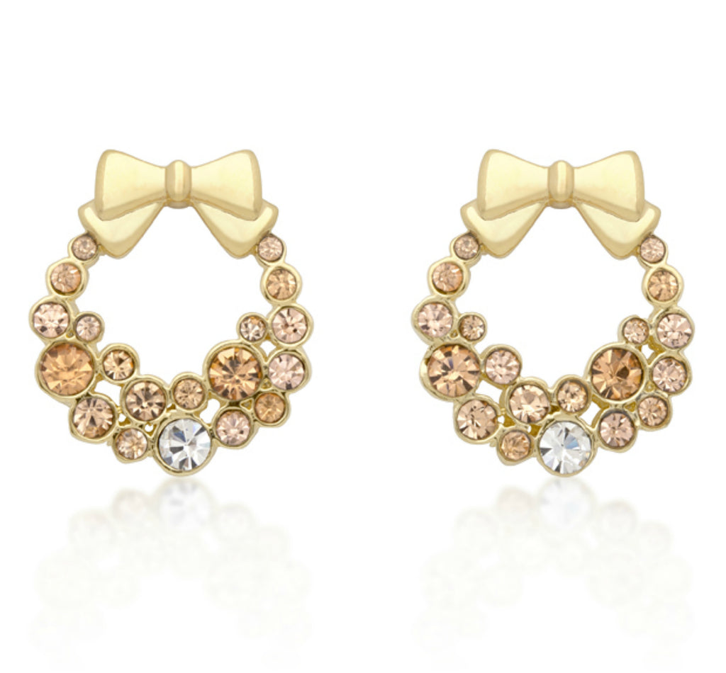 Onia Holiday Wreath Earrings | 3ct | Cubic Zirconia | 18k Gold
