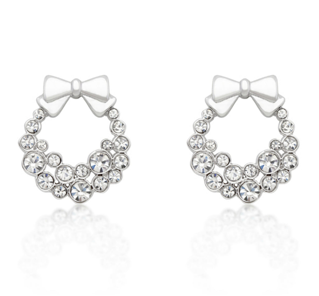Onia Holiday Wreath Earrings | 3ct | Cubic Zirconia | Silver