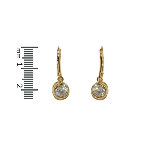 Onie Round CZ Gold Bezel Drop Earrings