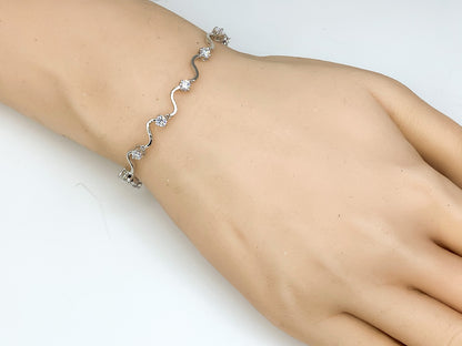Orla 3mm Round CZ Eternity CZ Bracelet  – 7in