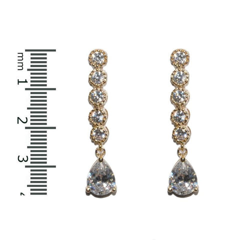 Paige Pear Drop Linear Gold Earrings | 2.5ct