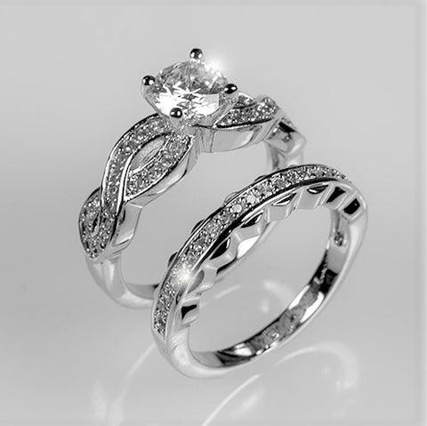 Pana Round Infinity Twist Engagement & Wedding Ring Set | 2.5ct