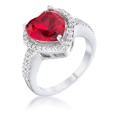 Panna 5.5ct Ruby Heart Solitaire Engagement Ring | 6.8ct