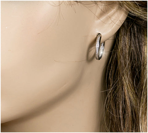 Panola CZ Inside-Out Silver Huggie Earrings