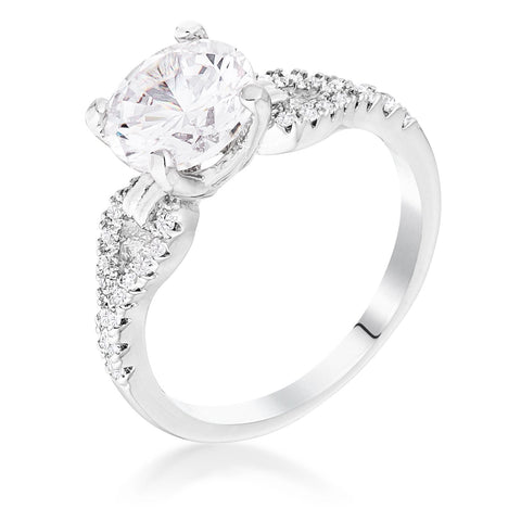 Paola Round CZ Petite Ribbon Engagement Ring |  2ct