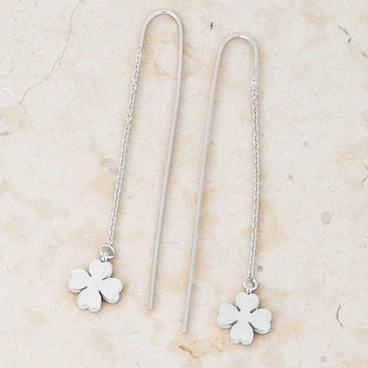 Patricia Clover Threaded Drop Earrings | Stainless Steel