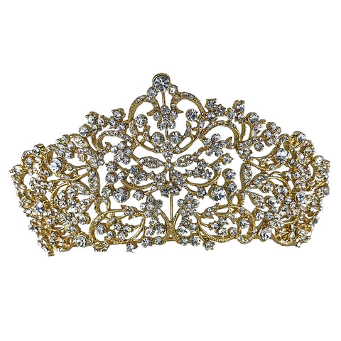 Patrina Floral Crystal Gold Tiara