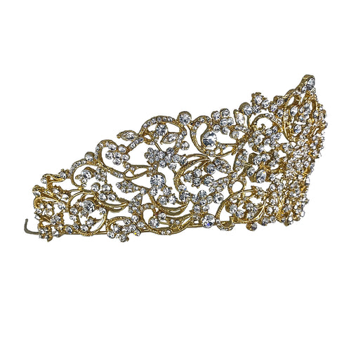 Patrina Floral Crystal Gold Tiara