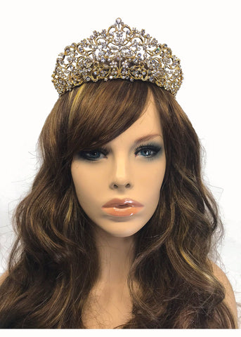 Patrina Floral Crystal Gold Tiara