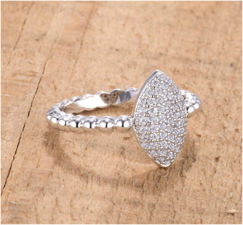 Paula Beautiful Oval-Designed Rhodium CZ Ring