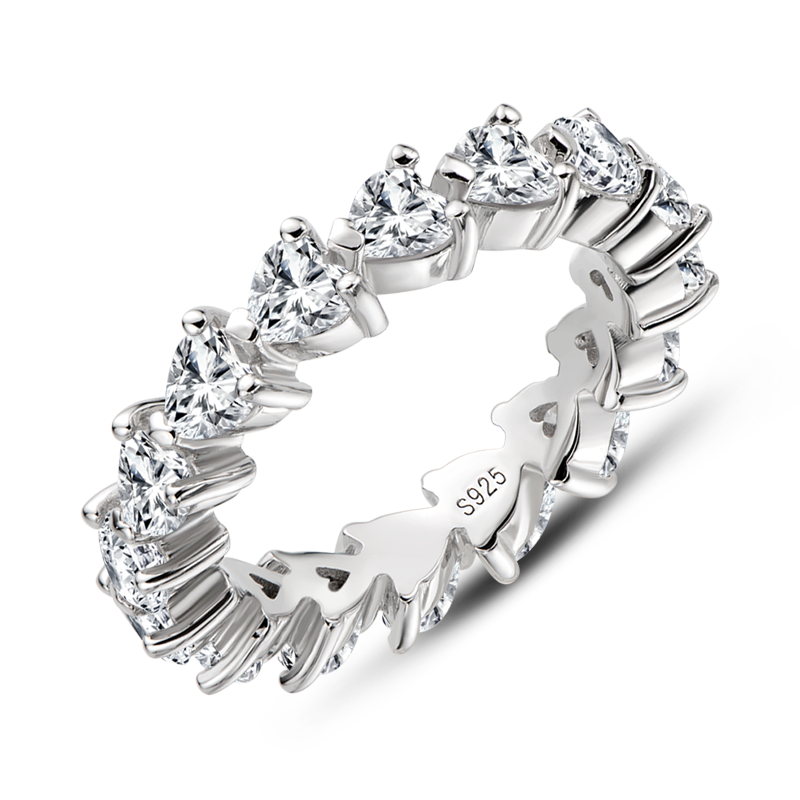 Perla 4mm Heart CZ Eternity Ring | 3.75ct | 925 Sterling Silver