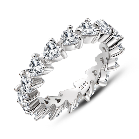 Perla 4mm Heart CZ Eternity Ring | 3.75ct| Sterling Silver