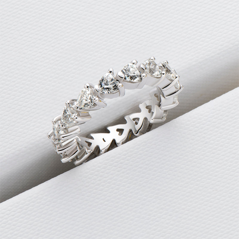 Perla 4mm Heart CZ Eternity Ring | 3.75ct | 925 Sterling Silver