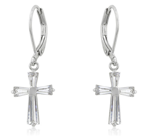 Perry CZ Cross Rose Gold Drop Earrings | 1.5ct