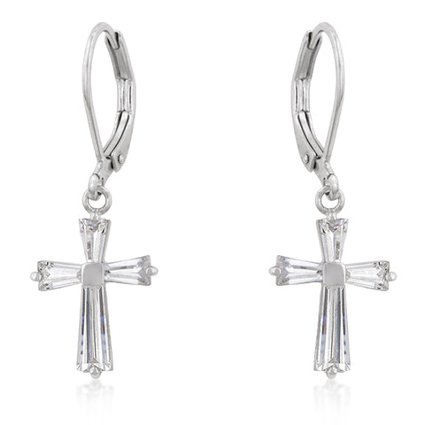 Perry CZ Cross Drop Earrings | 1.5ct