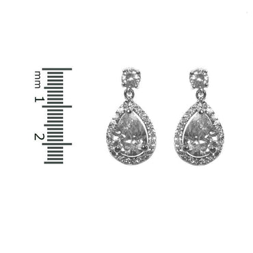 Polly Pear Cut Halo Drop Earrings | 6ct