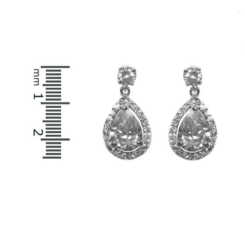 Polly Pear Cut Halo Drop Earrings | 6ct