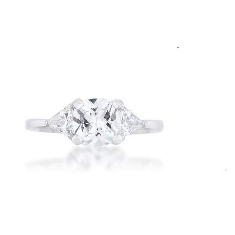 Shonda Three Stone Clear Cushion Cut Engagement Ring | 1.8ct