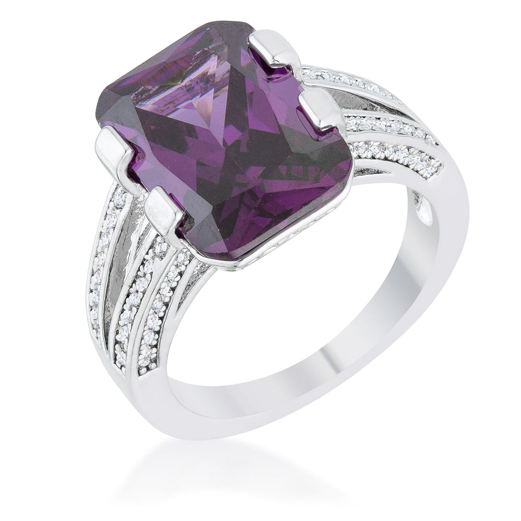 Rema Amethyst Purple Emerald Statement Cocktail Ring | 9ct