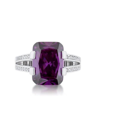 Rema Amethyst Purple Emerald Statement Cocktail Ring | 9ct