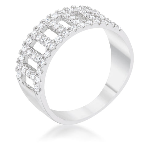 Rey CZ  Contemporary Silver Band Ring | 0.5ct