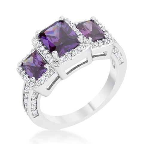 Rita Three Stone Emerald Radiant CZ Ring | 4.5ct