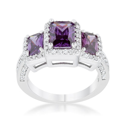 Rita Three Stone Emerald Radiant CZ Ring | 4.5ct