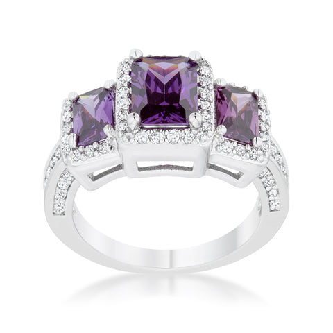 Rita Three Stone Emerald Radiant CZ Ring | 4.5ct