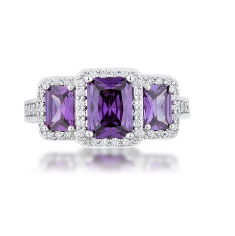 Rita Three Stone Emerald Radiant CZ Ring | 4.5ct