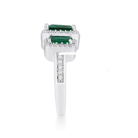 Rita Three Stone Emerald Radiant CZ Ring | 4.5ct