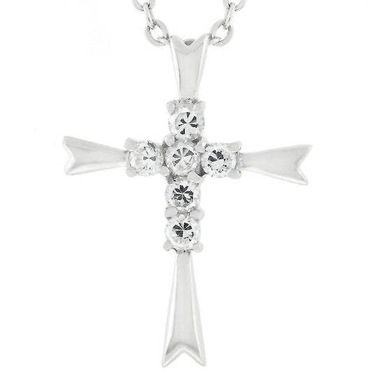 Riva Cubic Zirconia Cross Pendant | Sterling Silver