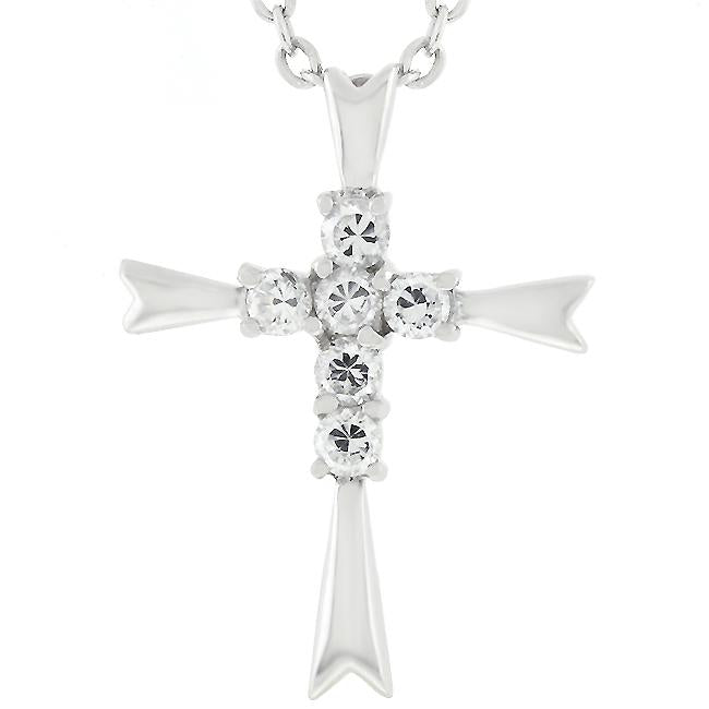 Riva Cluster Cubic Zirconia Sterling Silver Cross Pendant | .925 Sterling Silver