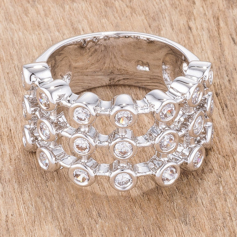 Roni Tiered Round Bezel Contemporary Ring | 4ct