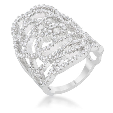 Rosa CZ Rose Filigree Silver Cocktail Ring | 2.5ct