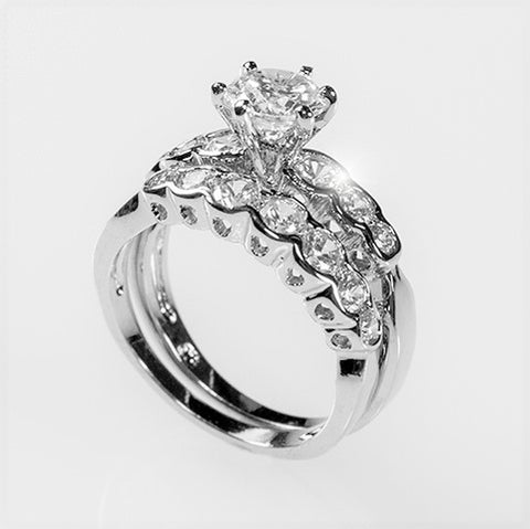 Melia 1(ct) Round Engagement and Wedding Ring Set | 2ct