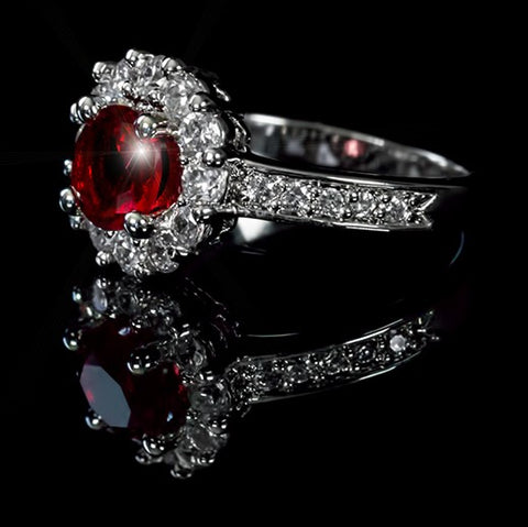 Belle Ruby Halo Engagement Cocktail Ring | 2.2ct