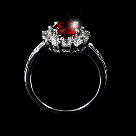 Belle Garnet Red Halo Engagement Cocktail Ring | 2.2ct