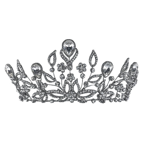 Sabrina Victorian Art Deco Crystal Silver Tiara