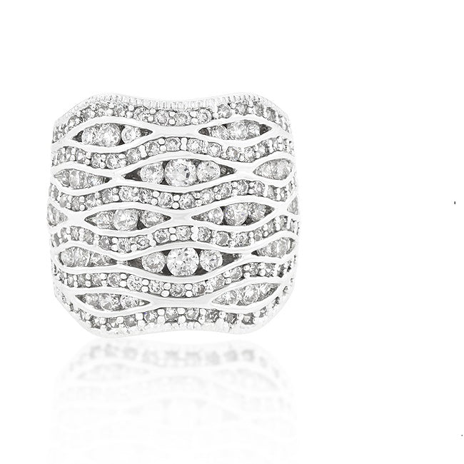 Sandra CZ Pave Abstract Cocktail Band Ring | 10ct