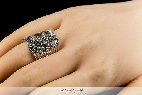 Sandra CZ Pave Abstract Cocktail Band Ring | 10ct