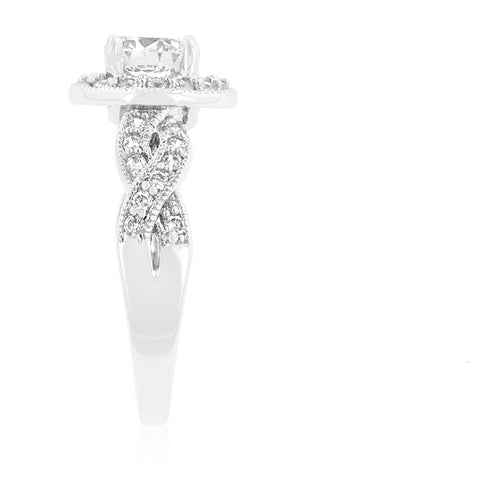 Sara 1ct Round CZ Halo Engagement Ring | 1.8ct