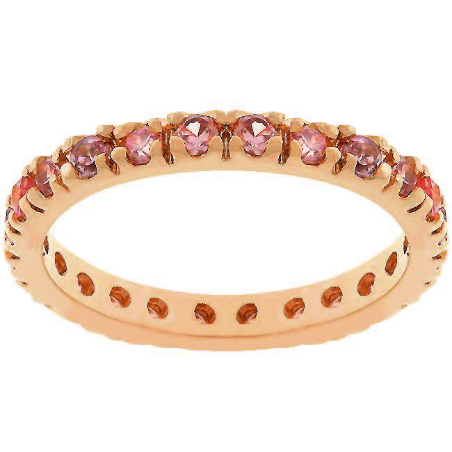 Sari Pink CZ Eternity Stackable Ring | 1ct | Rose Gold