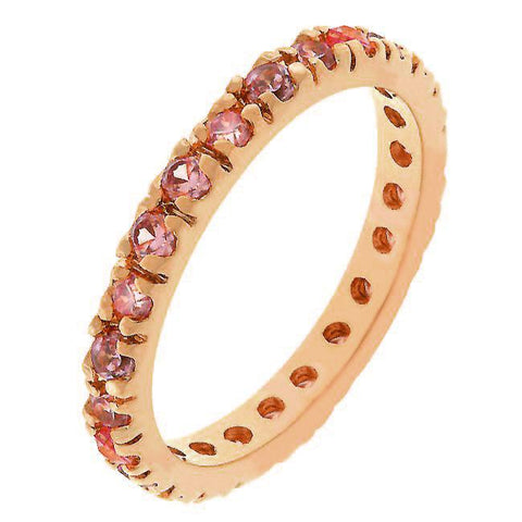 Sari Pink CZ Eternity Stackable Ring | 1ct | Rose Gold