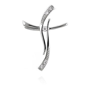 Charia CZ 925 Sterling Silver Wave CZ Cross Pendant | .925 Sterling Silver