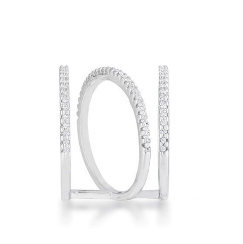 Shauna CZ Rhodium Wide Contemporary Ring | 0.5ct