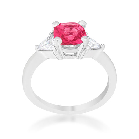 Shonda Three Stone Fuchsia Pink Cocktail Ring | 2ct