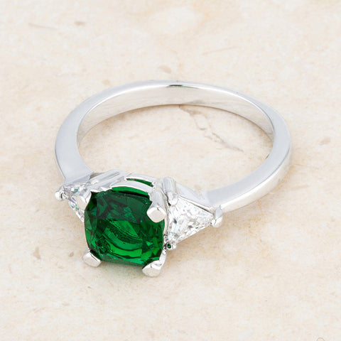 Shonda Three Stone Emerald Green Engagement Ring | 1.8ct