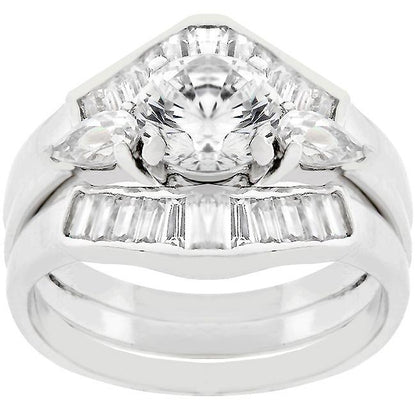 Shyla 1.3ct Round and Baguette CZ Engagement Ring Set | 3.8ct