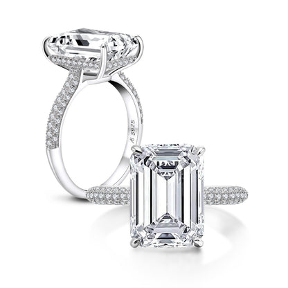 Sylvia 14x10mm Emerald CZ Engagement Ring | 8.5ct | 925 Sterling Silver