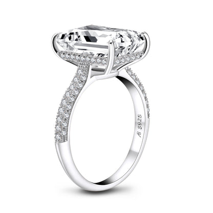 Sylvia 14x10mm Emerald CZ Engagement Ring | 8.5ct | 925 Sterling Silver